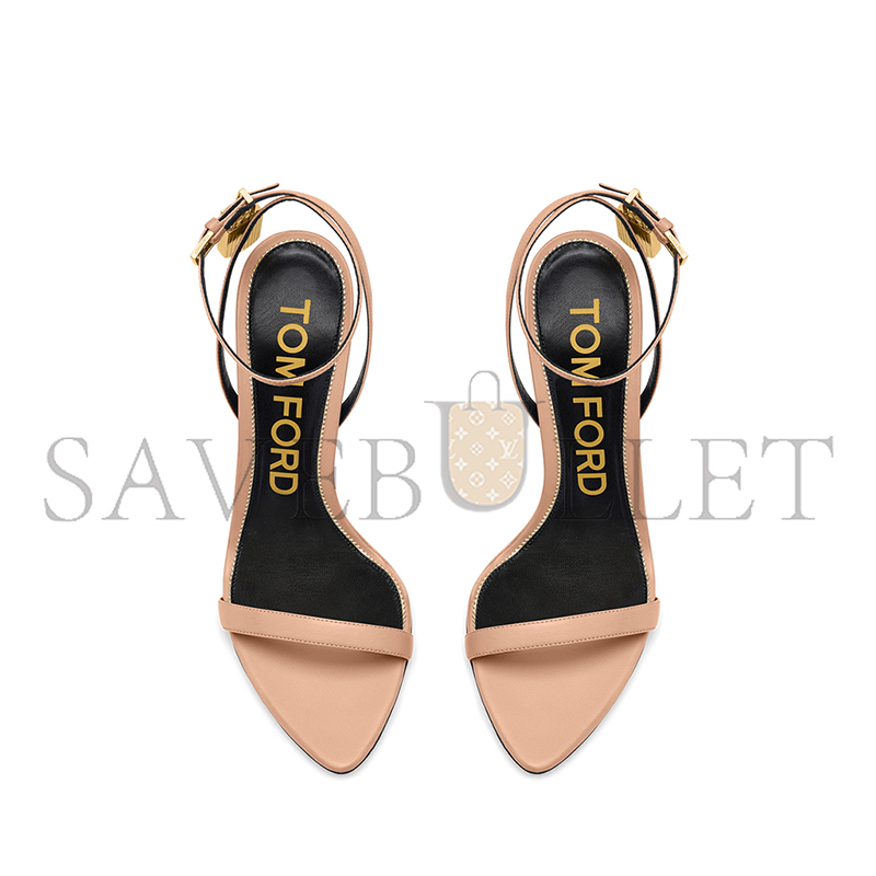 t0m F0rd shiny leather padlock pointy naked sandal w2272